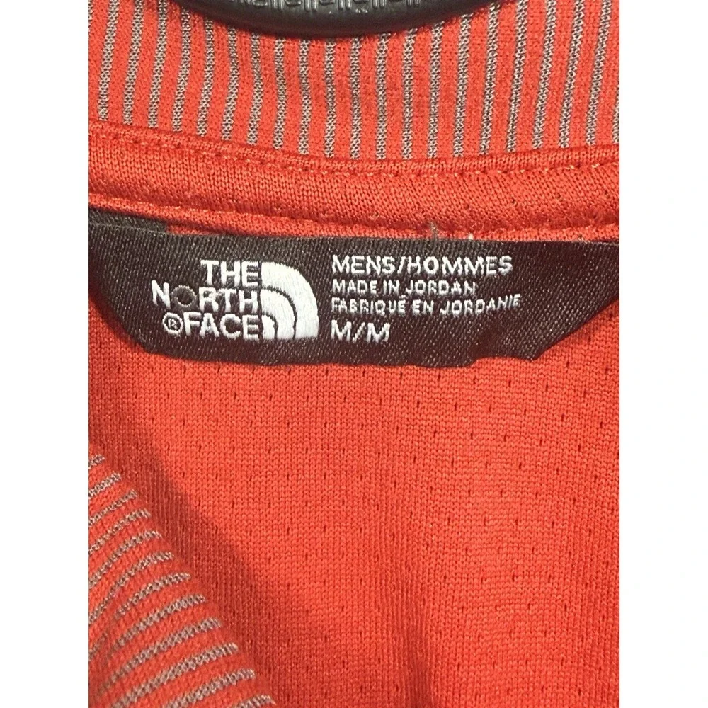 The North Face Shirt Mens Medium Red Polo Striped Flashdry Snap Golf Performance